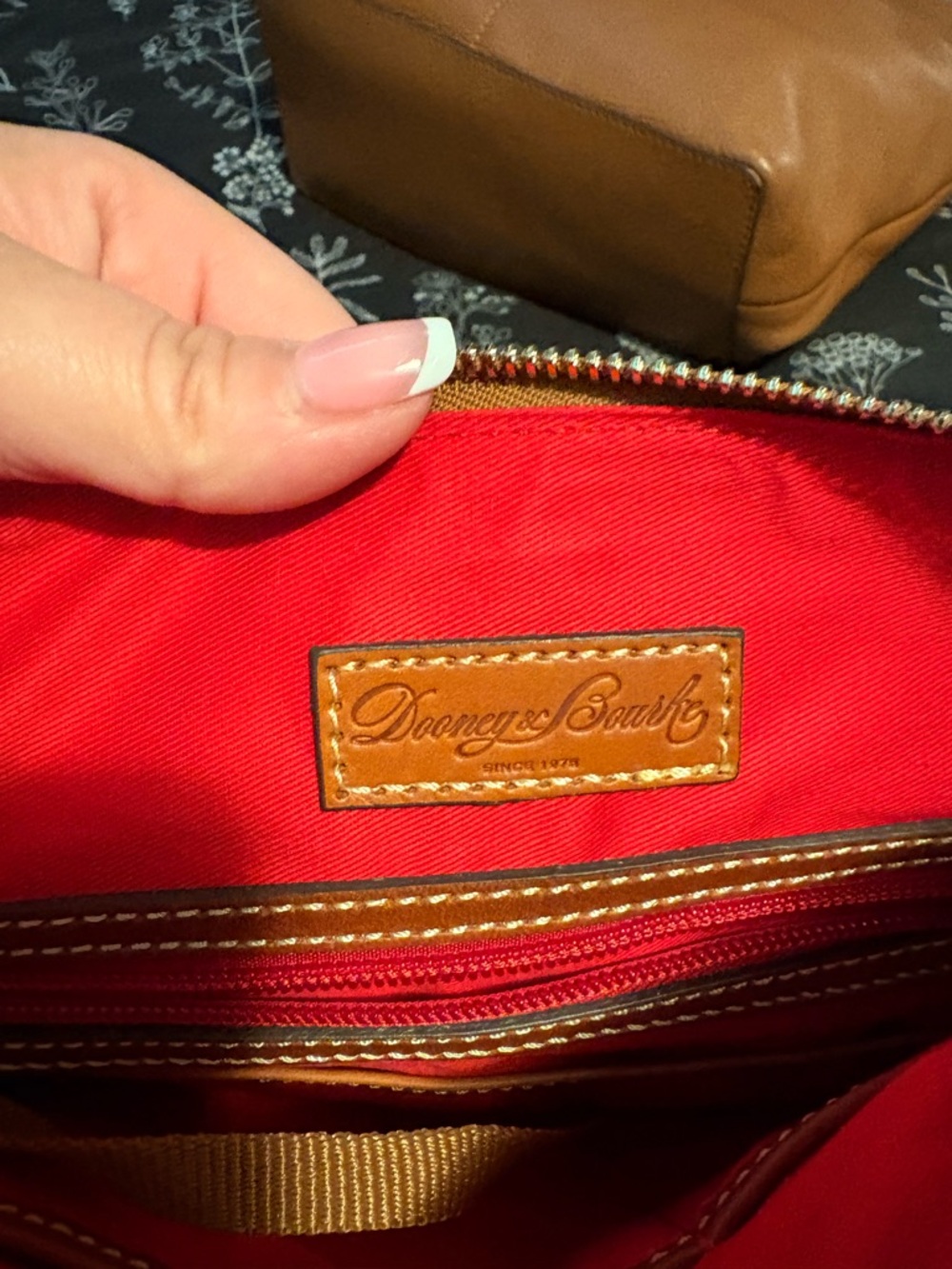 Dooney & Bourke Cream Pebble Leather Crossbody with Brown Trim - Picture 3 of 5